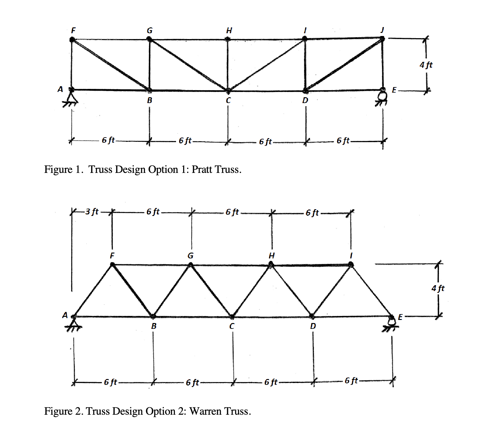 Figure 1 . Truss Design Option 1 : Pratt Truss.