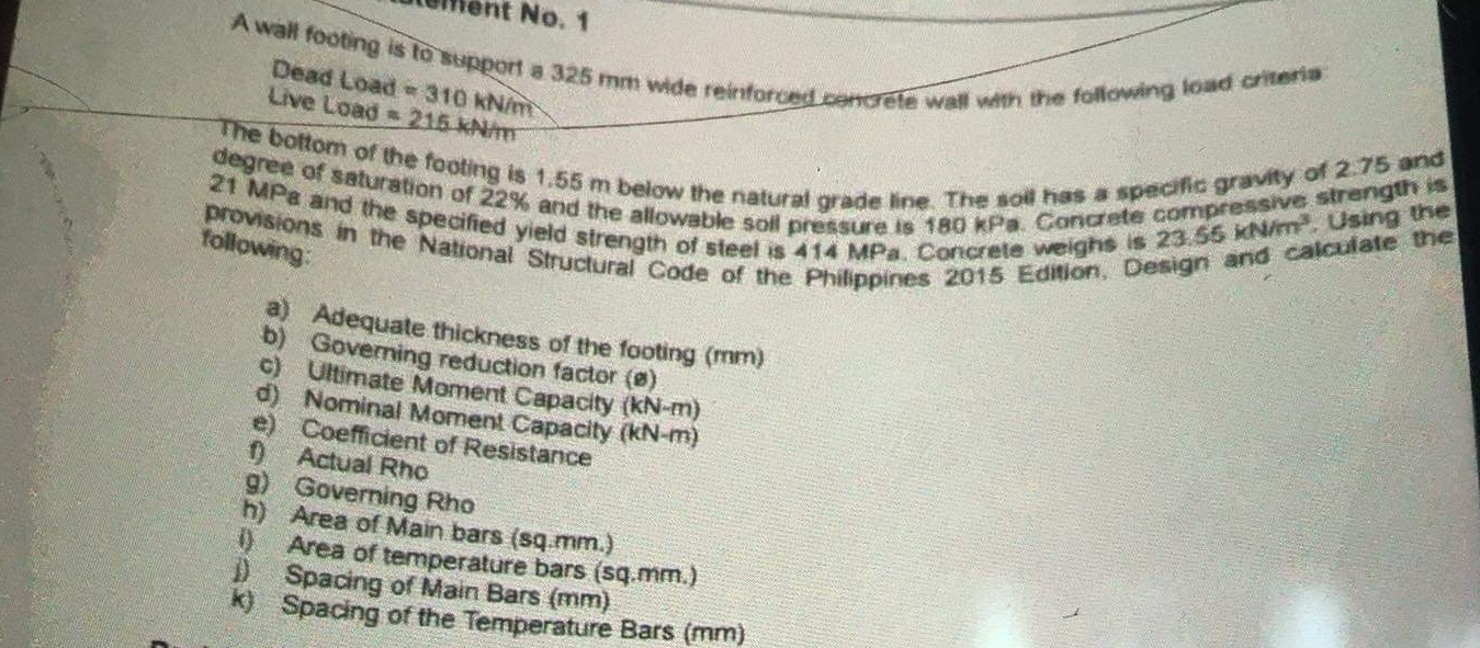 Deac Live Load = 3 1 0 k N m m The boltom of the