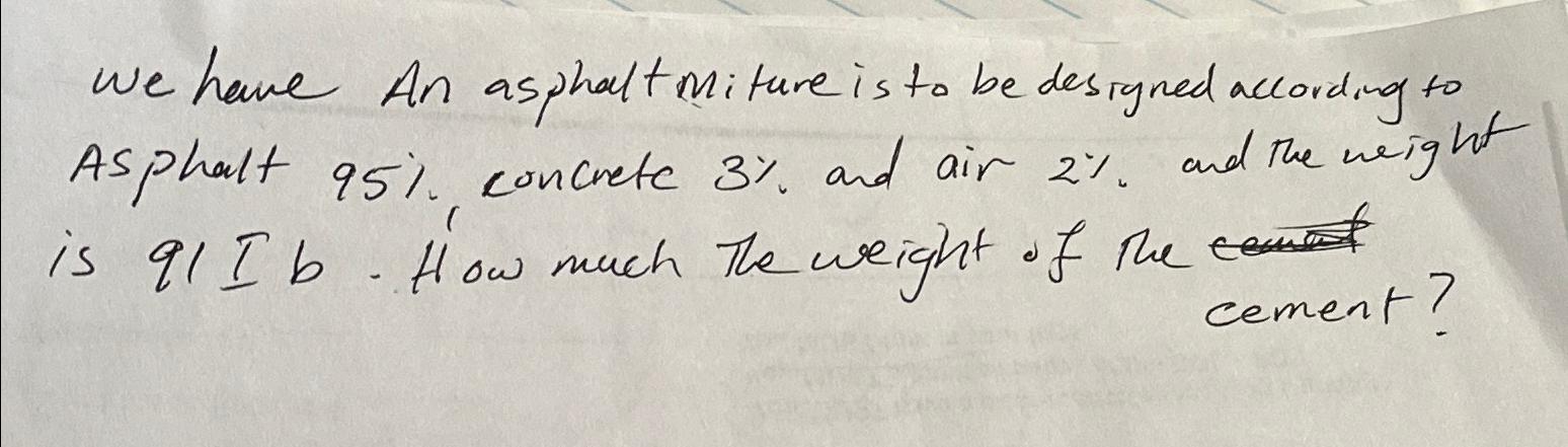 we have An asphalt miture is to be designed