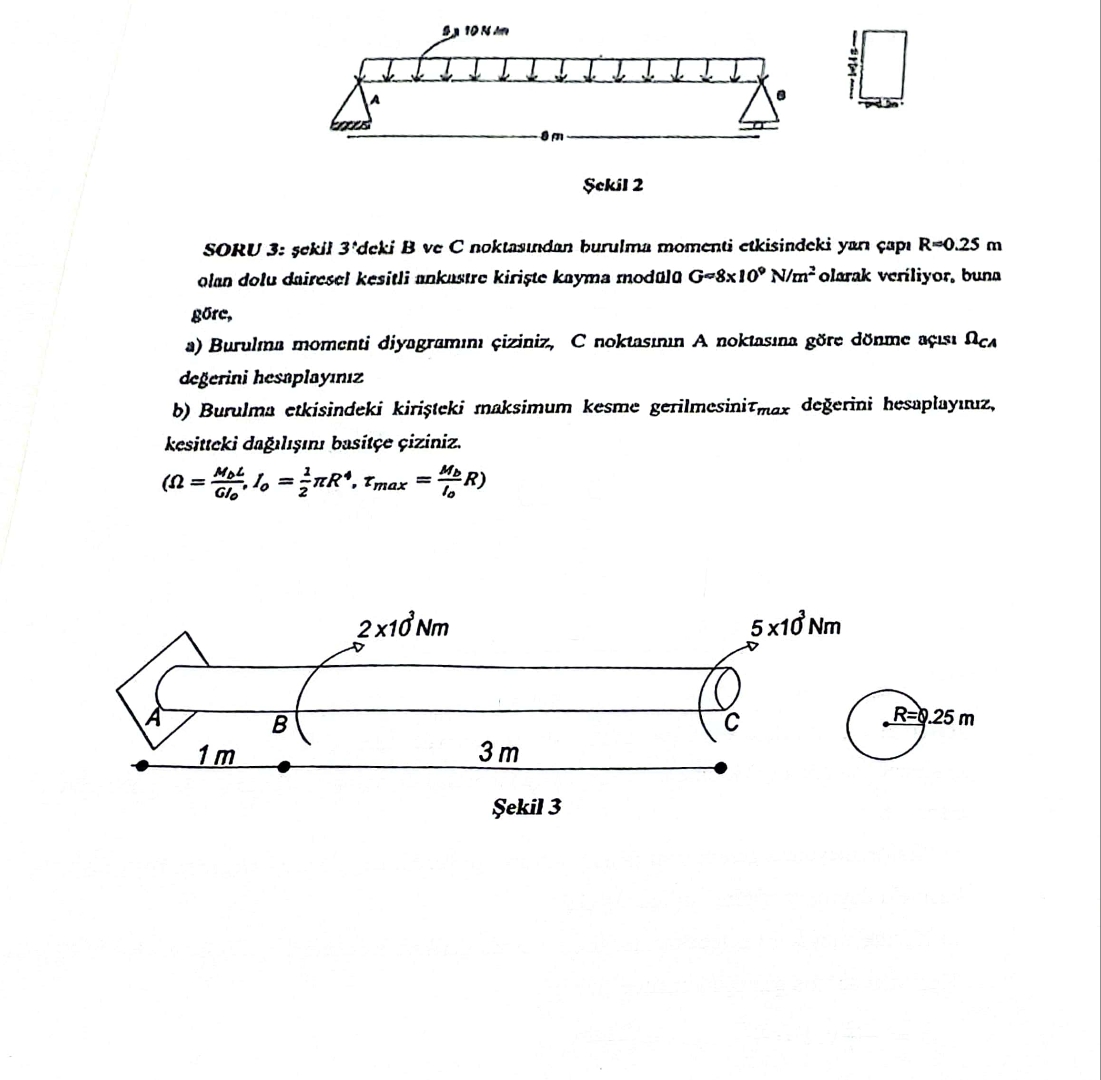 SORU 3 : sckil 3 deki B ve C noktasundan burulma