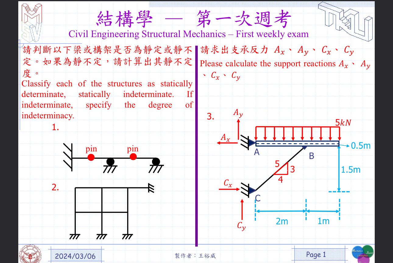 Civil Engineering Structural Mechanics - First