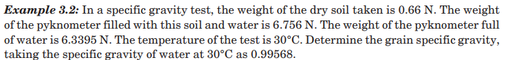 Example 3 . 2 : In a specific gravity test, the
