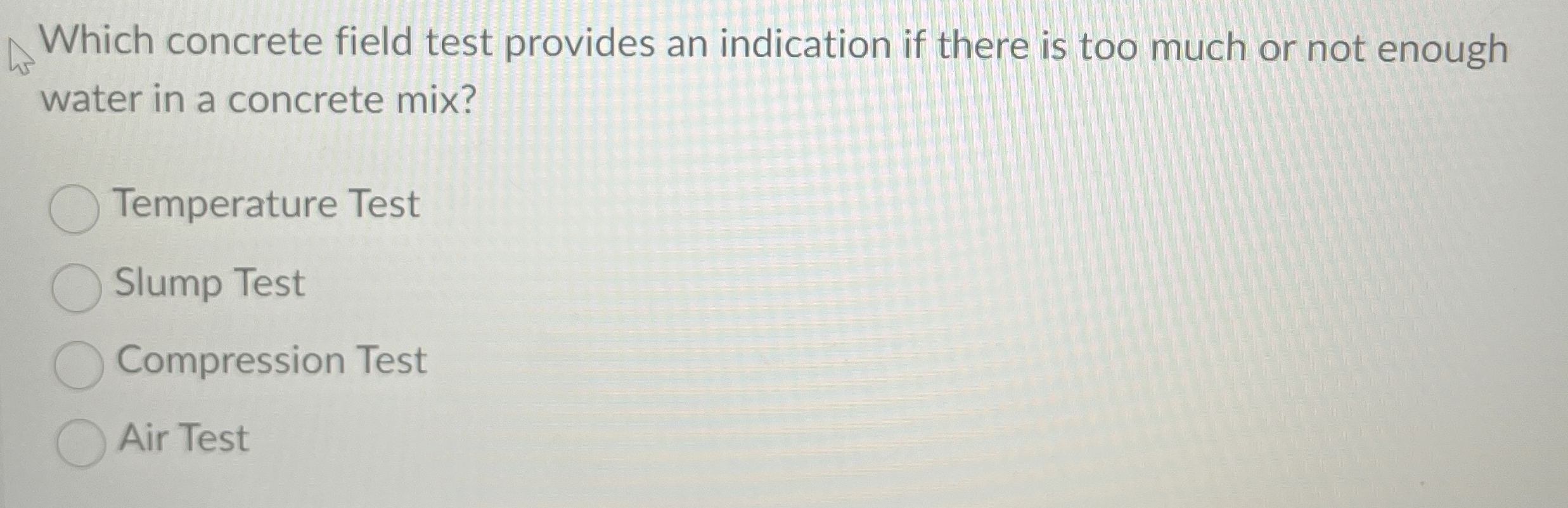 Which concrete field test provides an indication