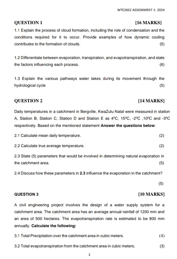 WTE 2 6 0 2 ASSIGNMENT 1 - 2 0 2 4 QUESTION 1 [ 1
