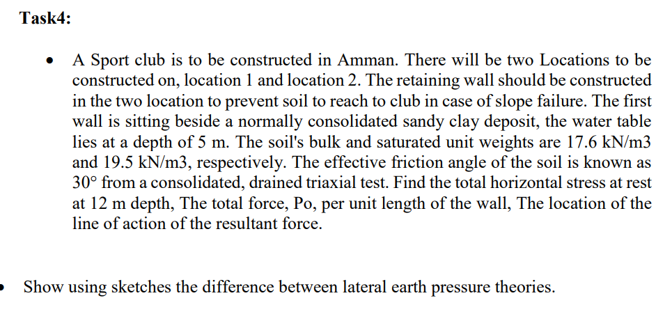 Task 4 : A Sport club is to be constructed in