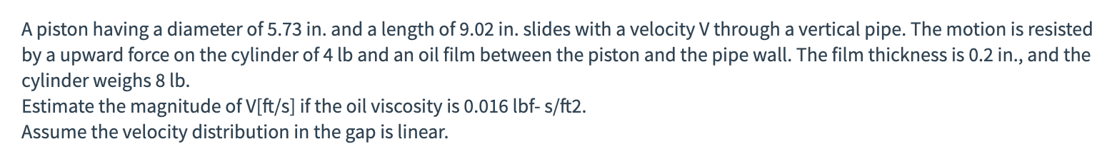 A piston having a diameter of 5 . 7 3 i n . and a