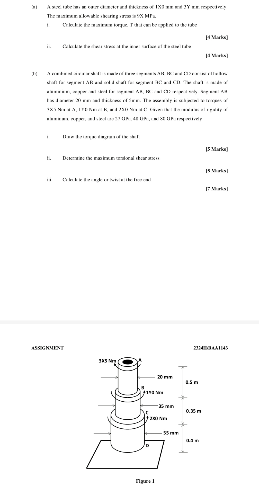 ( a ) A steel tube has an outer diameter and