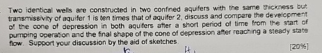 Two identical wells are constructed in two