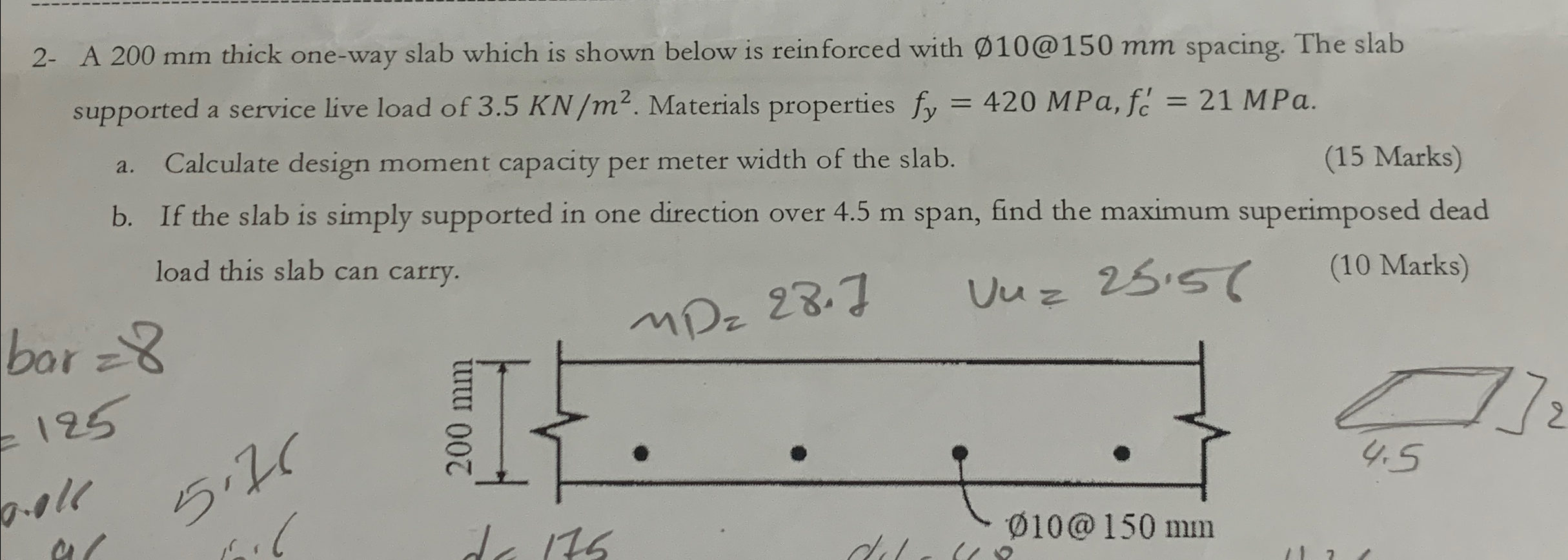 2 - A 2 0 0 m m thick one - way slab which is