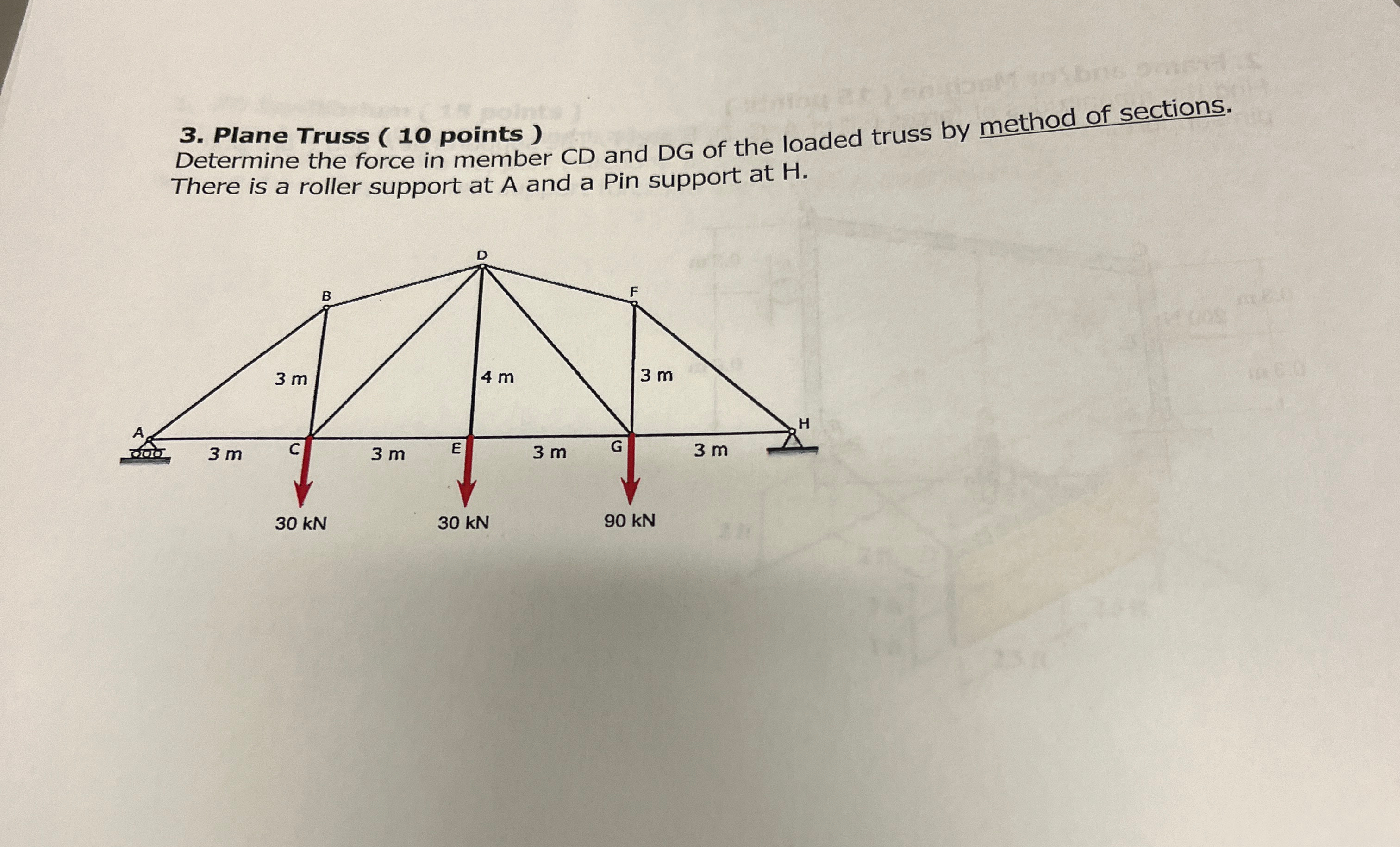 Plane Truss ( 1 0 points ) There is a roller
