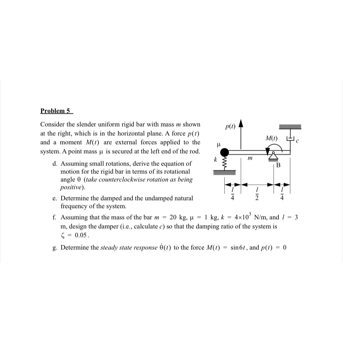 Problem 5 Consider the slender uniform rigid bar
