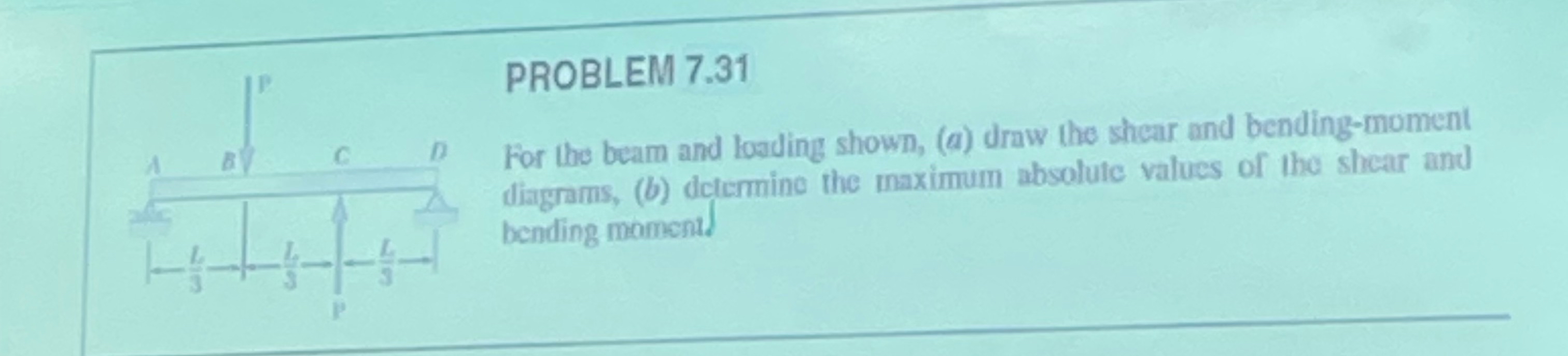PROBLEM 7 . 3 1 For the beam and loudling shown,