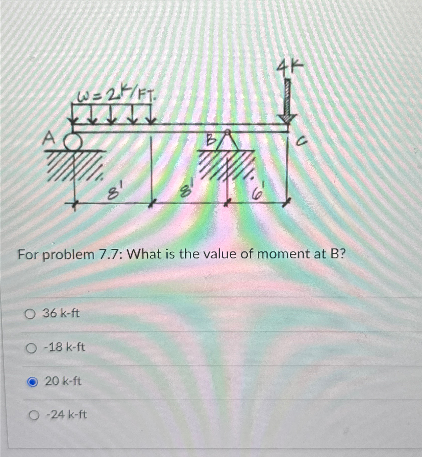 For problem 7 . 7 : What is the value of moment