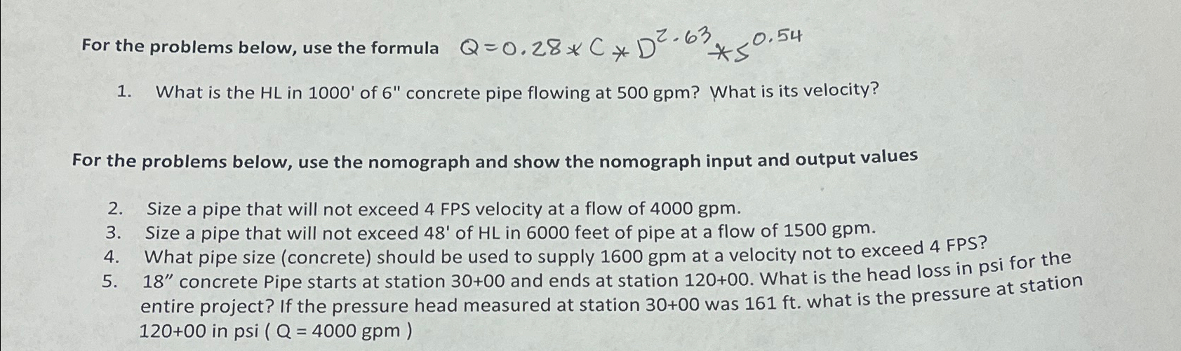 For the problems below, use the formula Q = 0 . 2