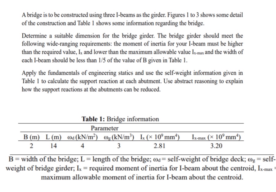 helpA bridge is to be constructed using three I -