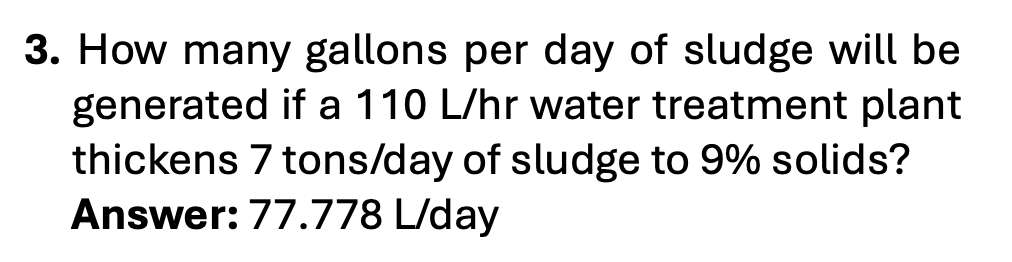 How many gallons per day of sludge will be