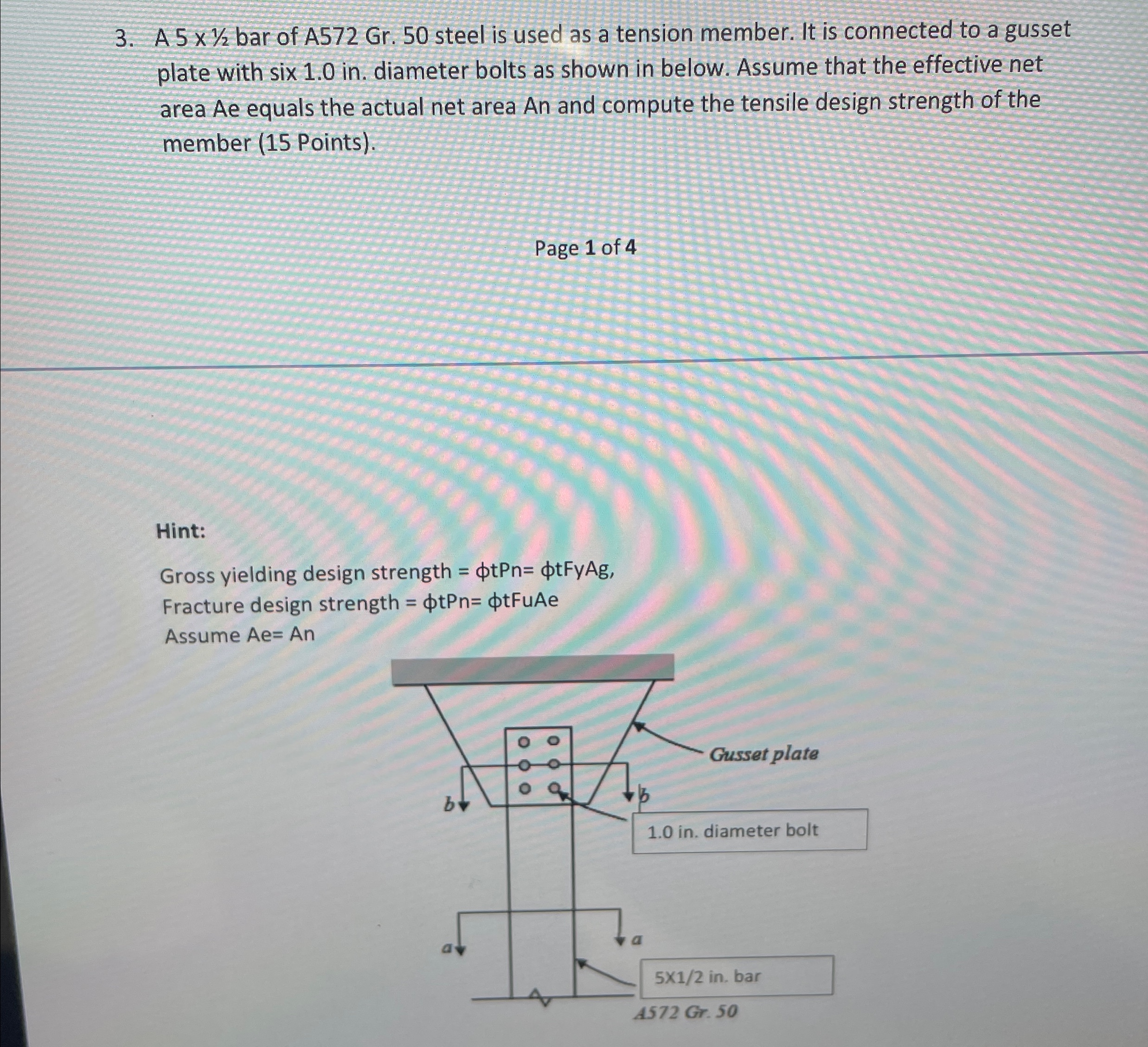 A 5 1 2 bar of A 5 7 2 G r . 5 0 steel is used as
