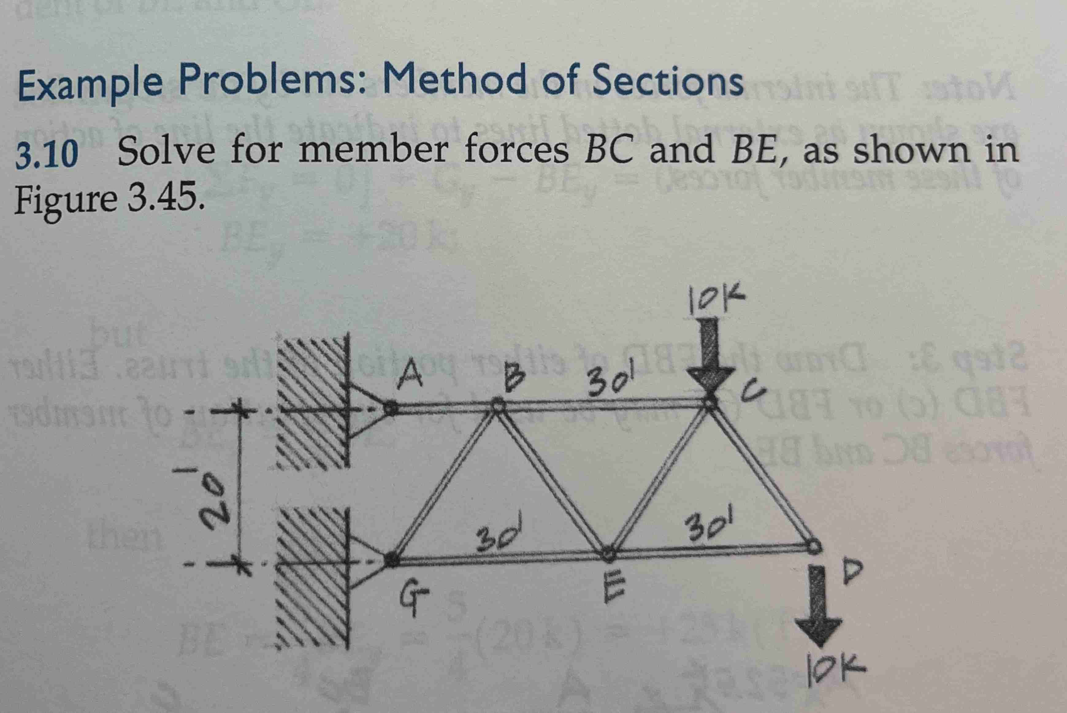 Example Problems: Method of Sections 3 . 1 0