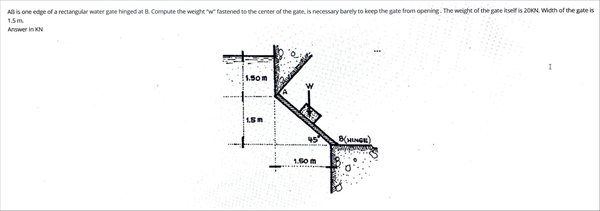 A B is one edge of a rectangular water gate