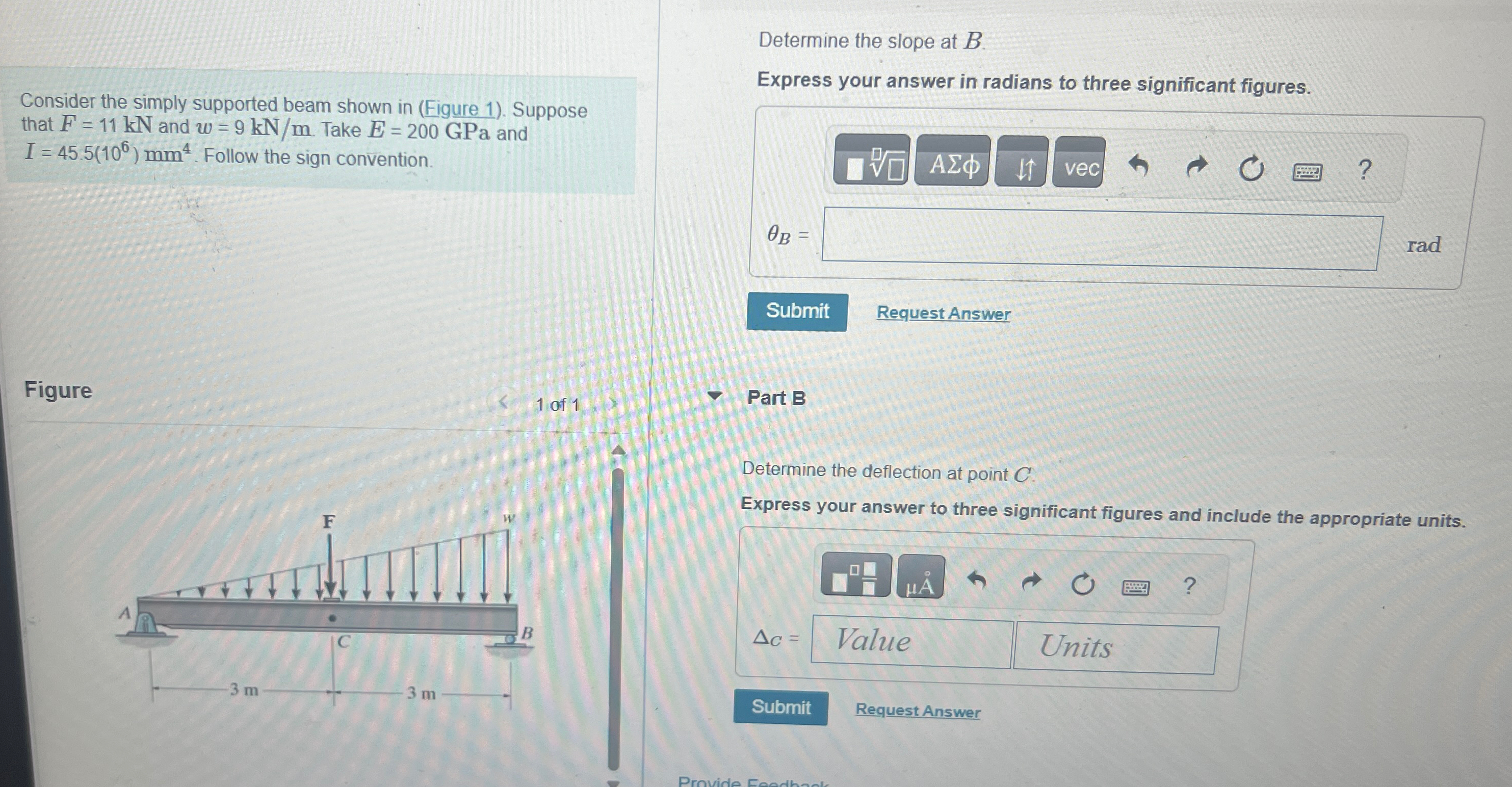 Consider the simply supported beam shown in (