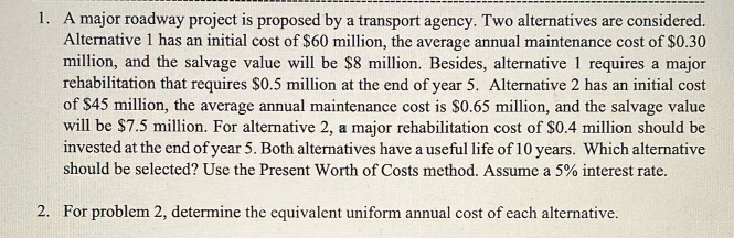 A major roadway project is proposed by a