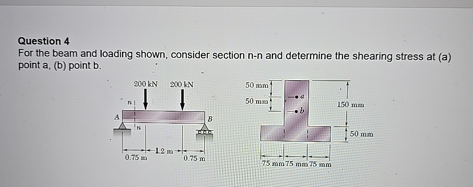 Question 4 For the beam and loading shown,