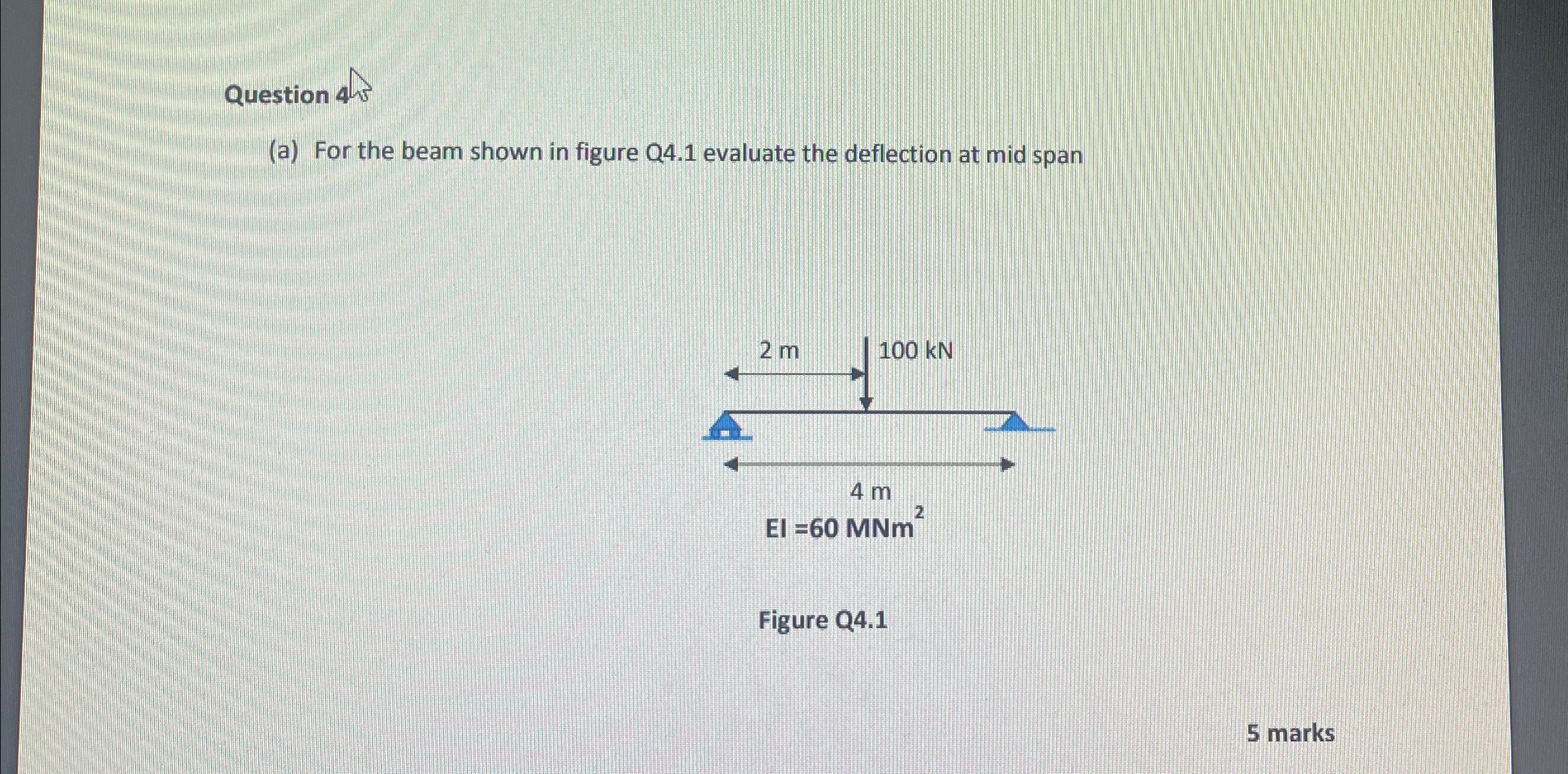 Question 4 s ( a ) For the beam shown in figure Q