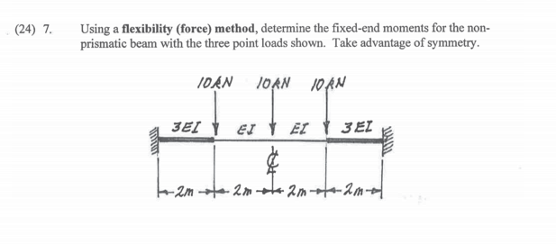 ( 2 4 ) 7 . Using a flexibility ( force ) method,