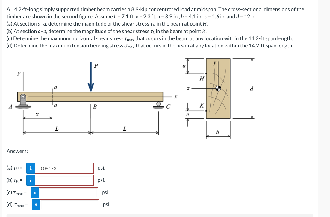 A 1 4 . 2 - ft - long simply supported timber
