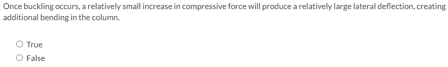 Once buckling occurs, a relatively small increase