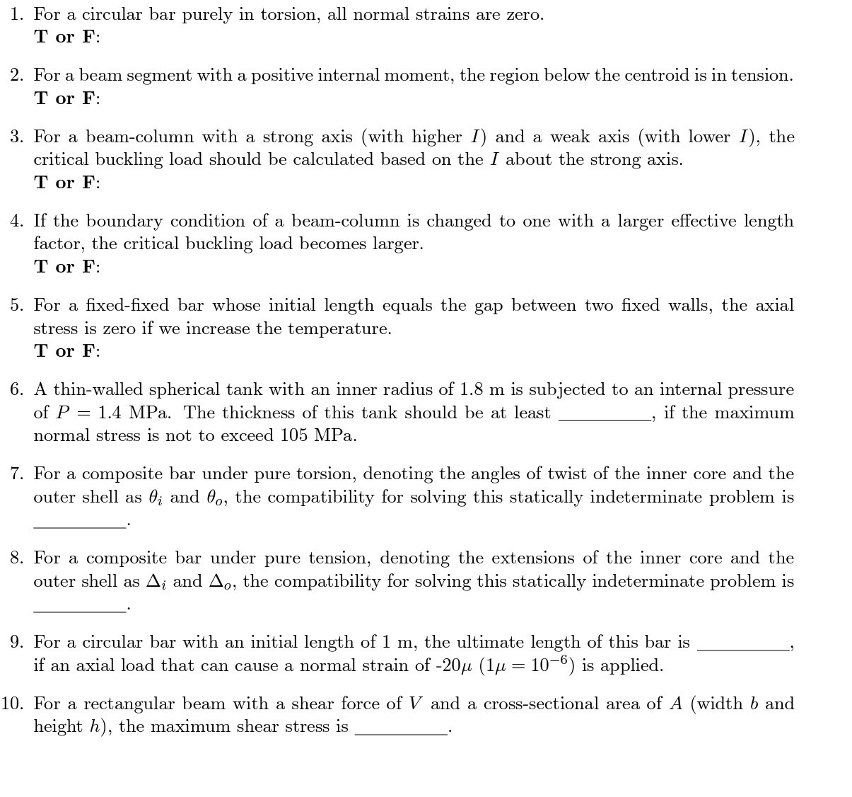 For a circular bar purely in torsion, all normal