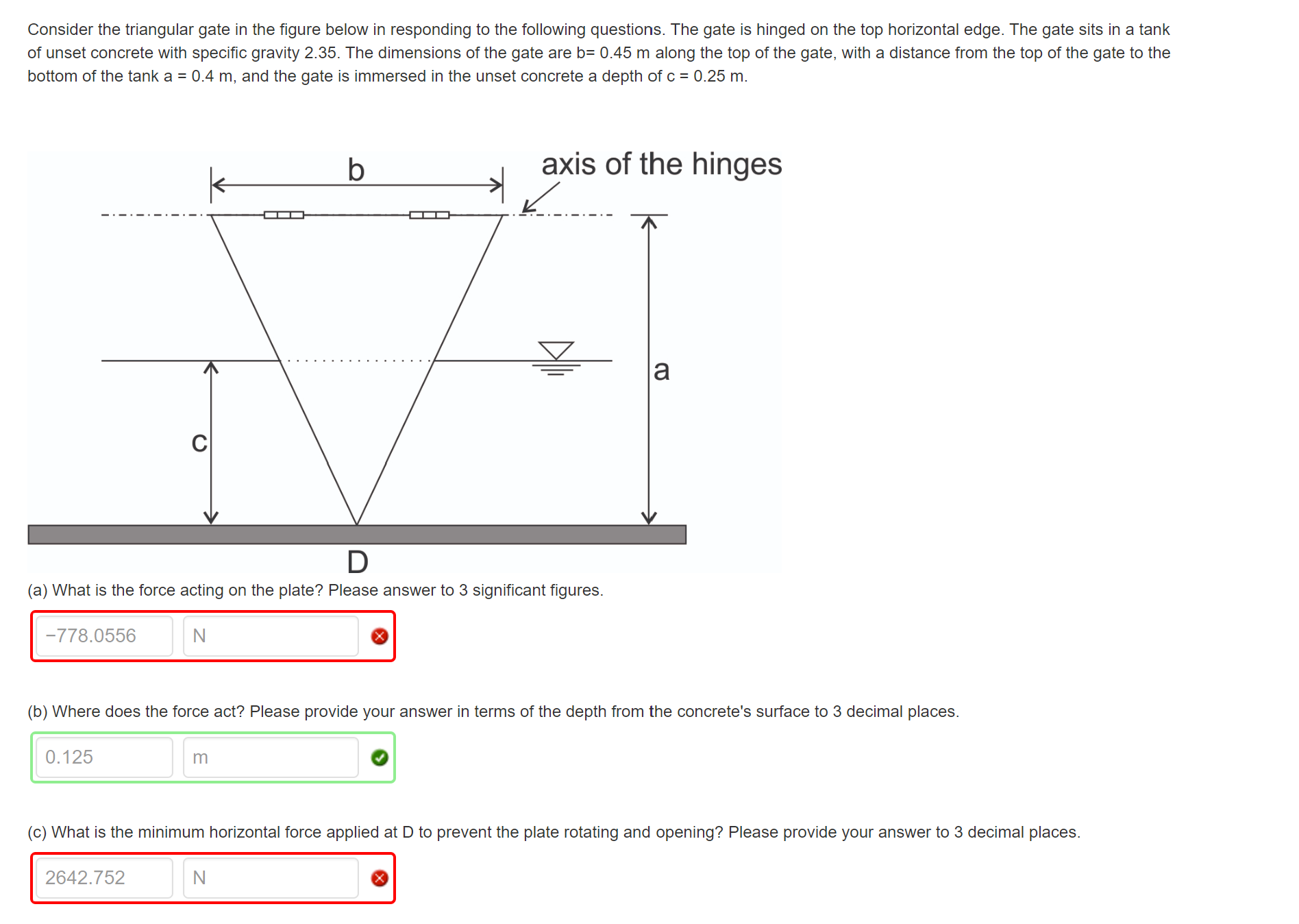 Consider the triangular gate in the figure below