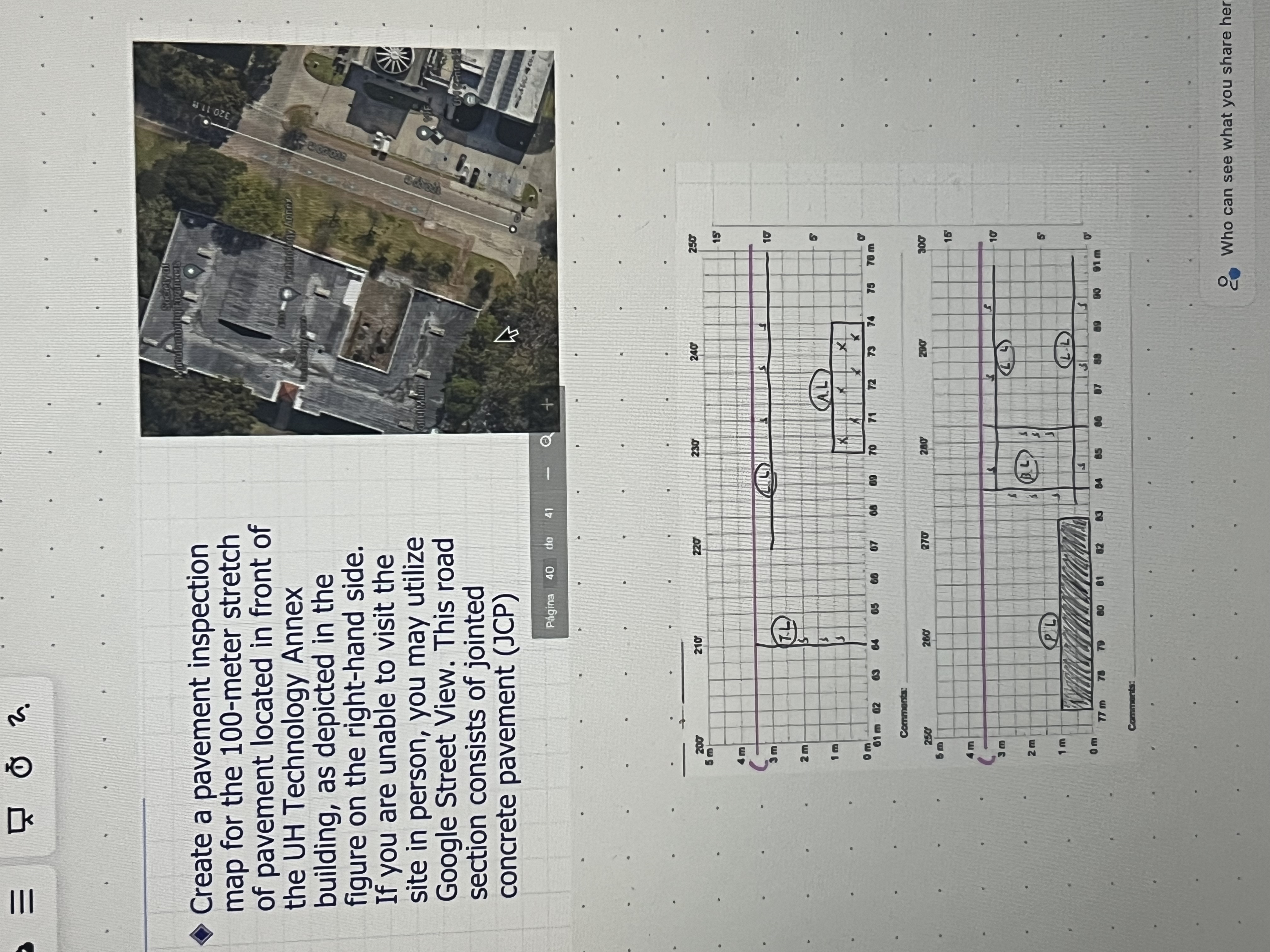 Create a pavement inspection map for the 1 0 0 -