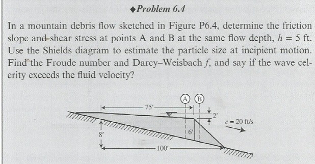 Problem 6 . 4 In a mountain debris flow sketched