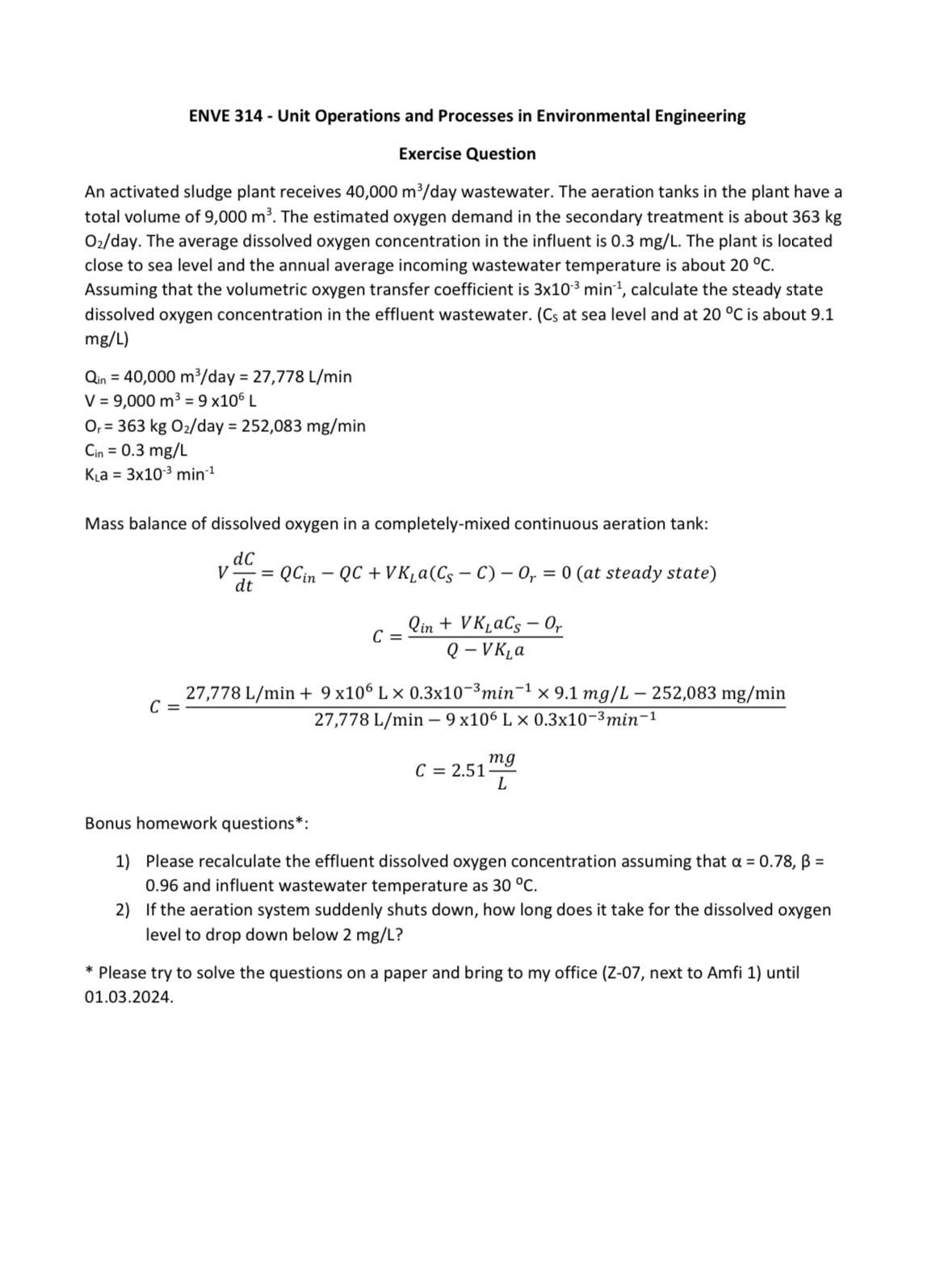 ENVE 3 1 4 - Unit Operations and Processes in