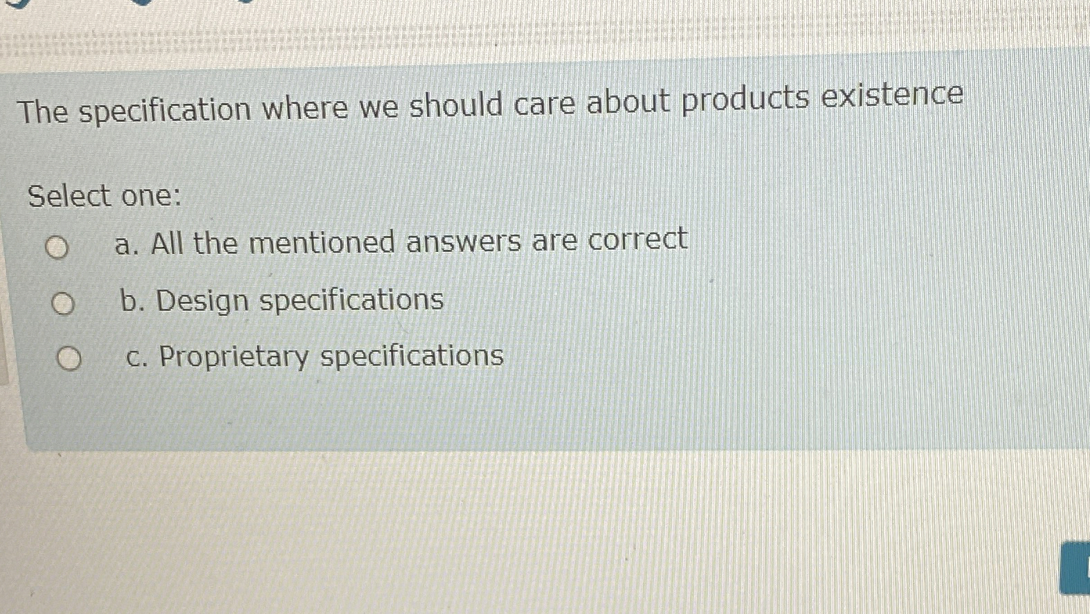 The specification where we should care about