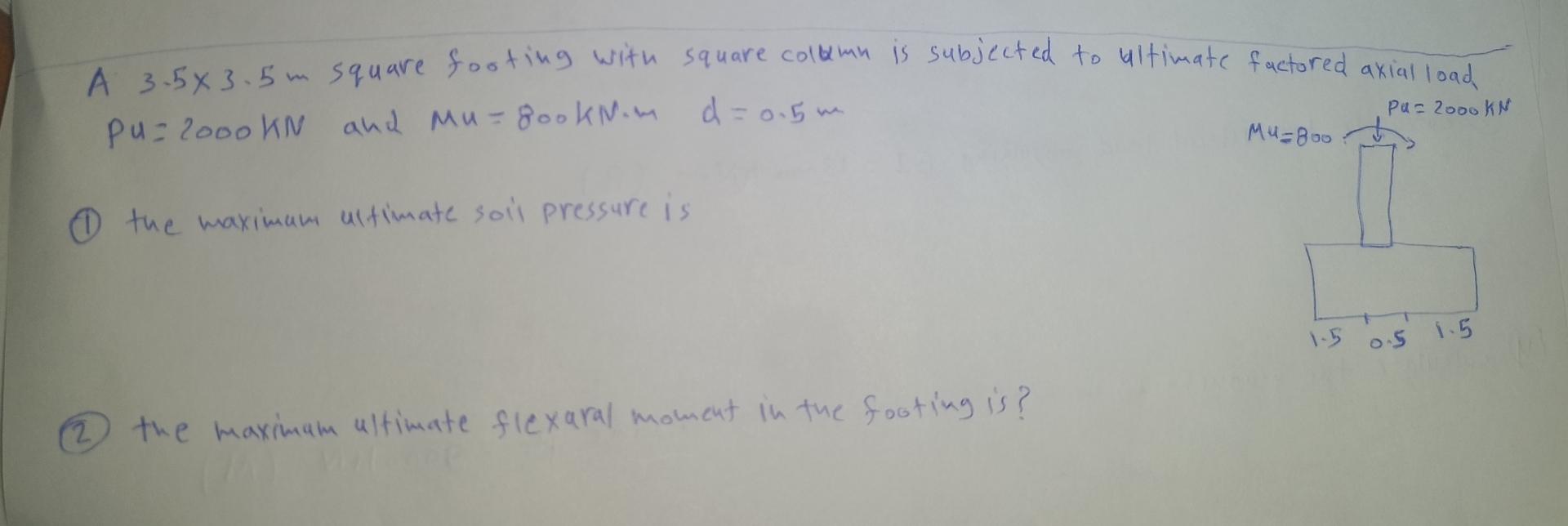 A 3 . 5 3 . 5 m square footing with square column