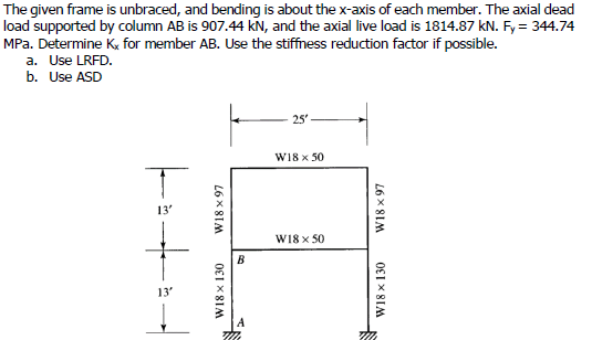 The given frame is unbraced, and bending is about