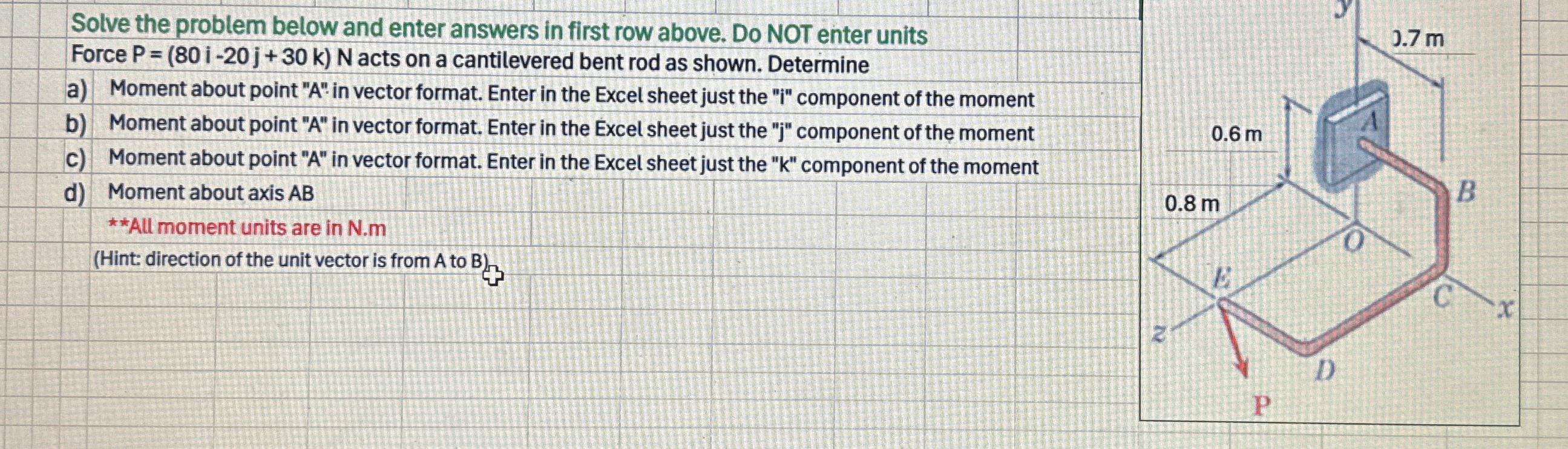 Solve the problem below and enter answers in