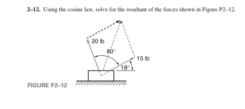 2 - 1 2 . Using the cosine law, solve for the