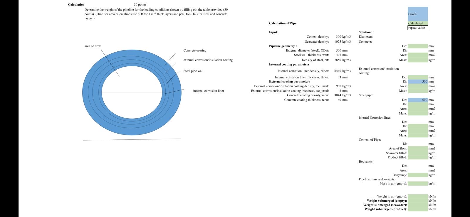 Calculatior 3 0 points Determine the weight of