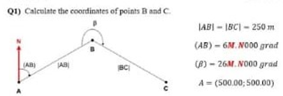 Q 1 ) Calculate the coordinates of points B and C