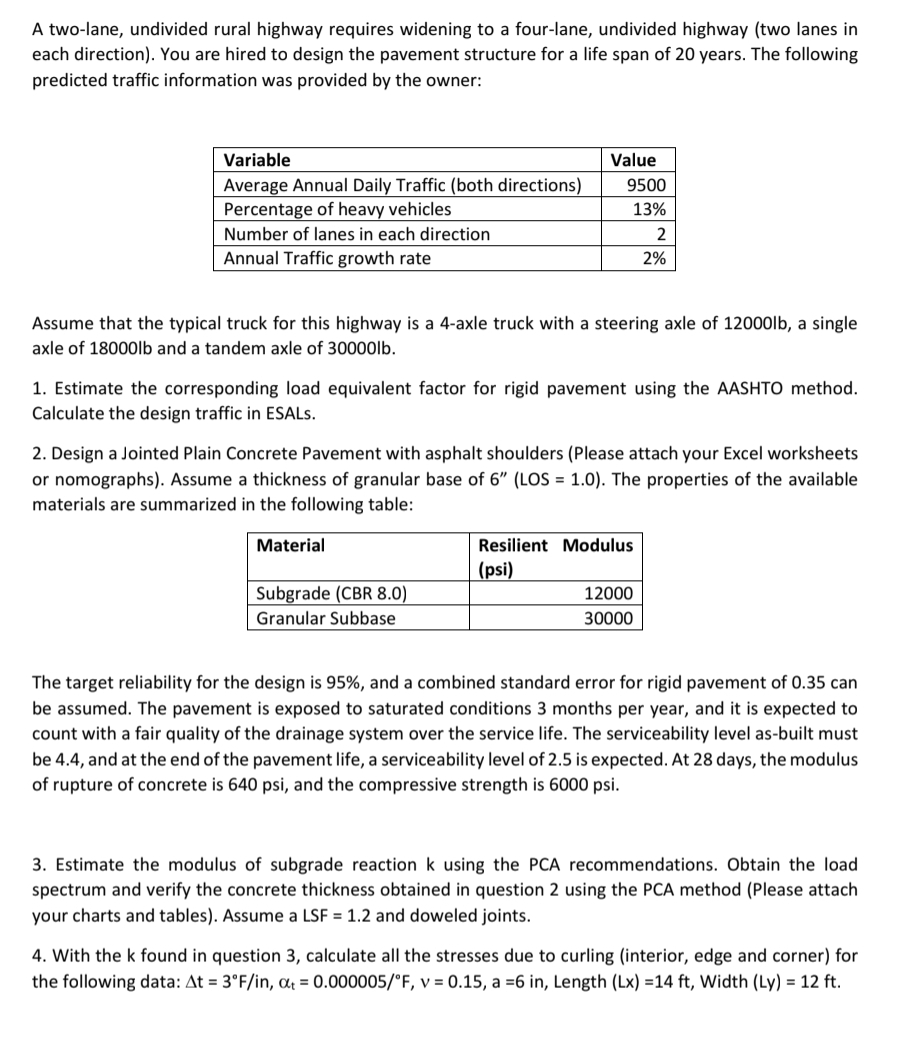A two - lane, undivided rural highway requires
