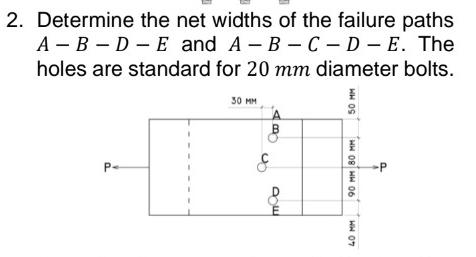 Determine the net widths of the failure paths A -