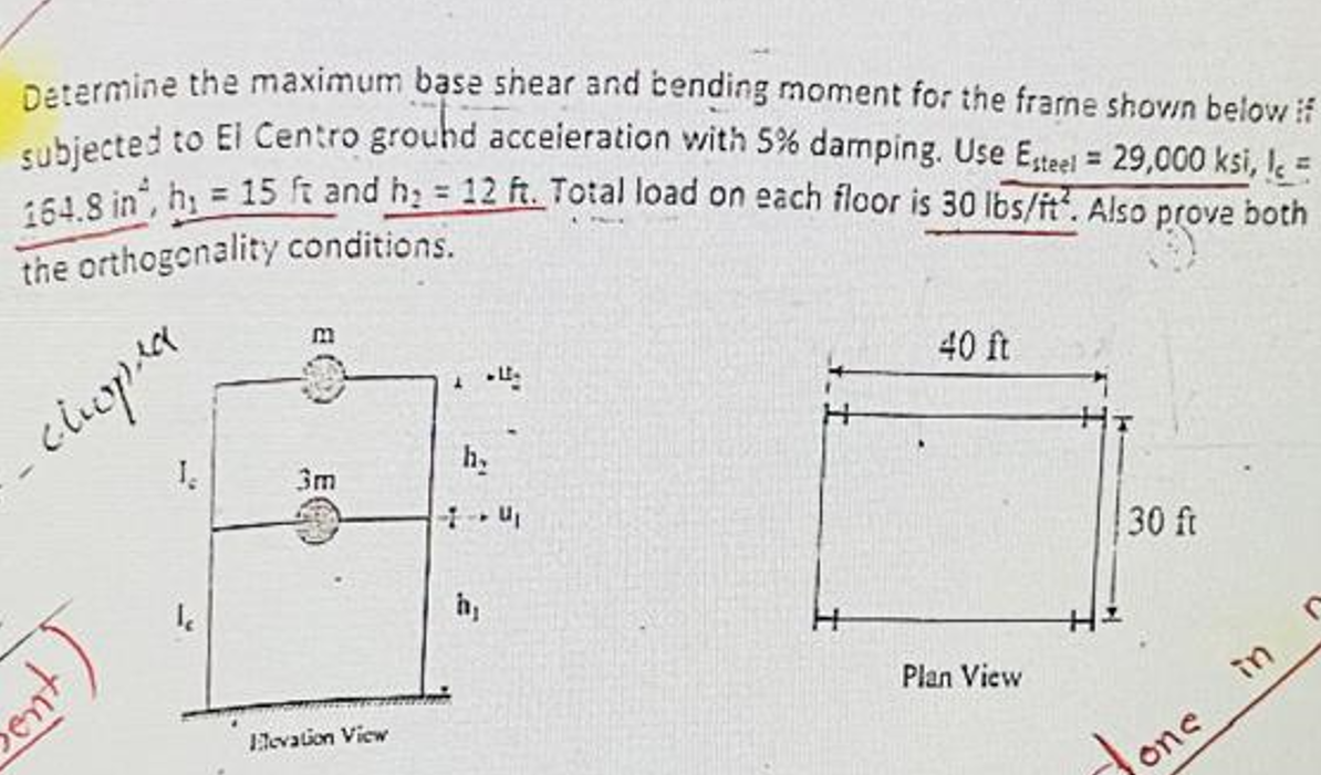 Determine the maximum base shear and cending