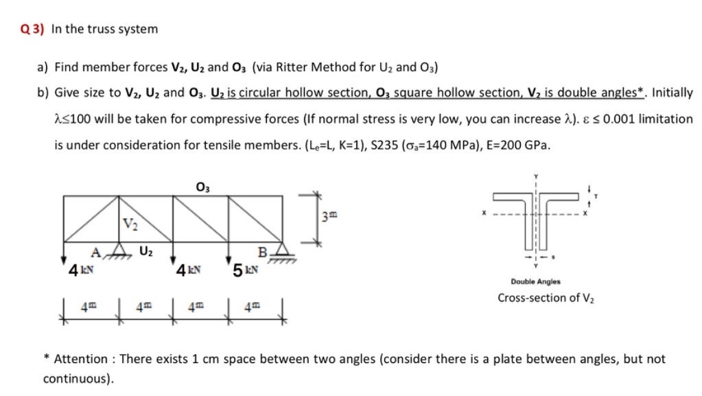 Q 3 ) In the truss system a ) Find member forces