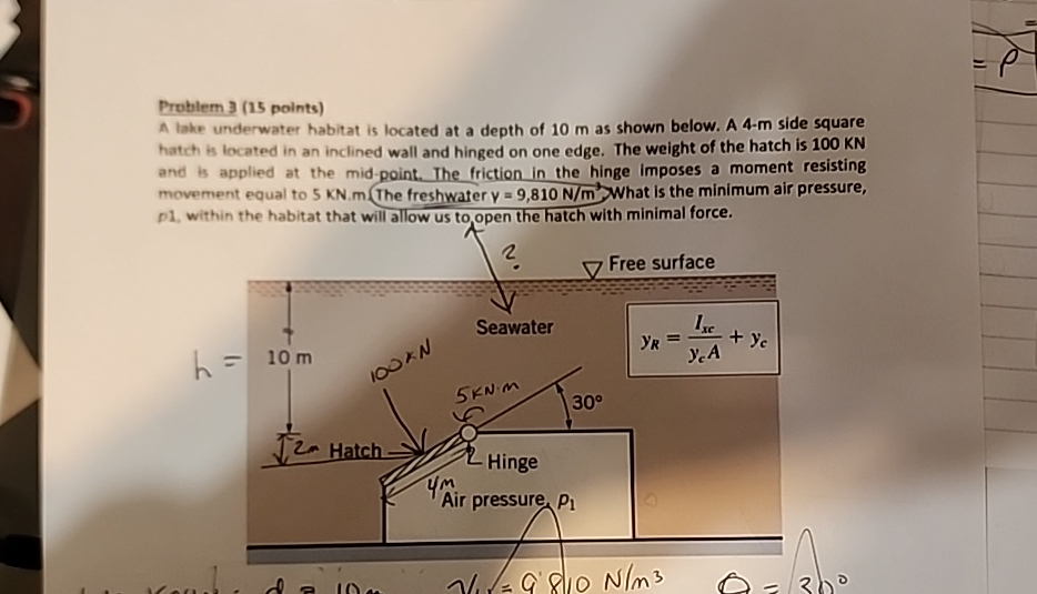 Problem 3 ( 1 5 points ) A lake underwater