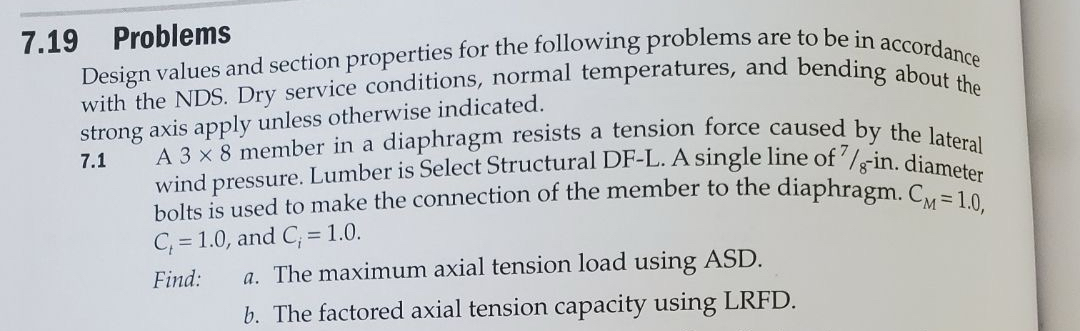 7 . 1 9 Problems Design values and section