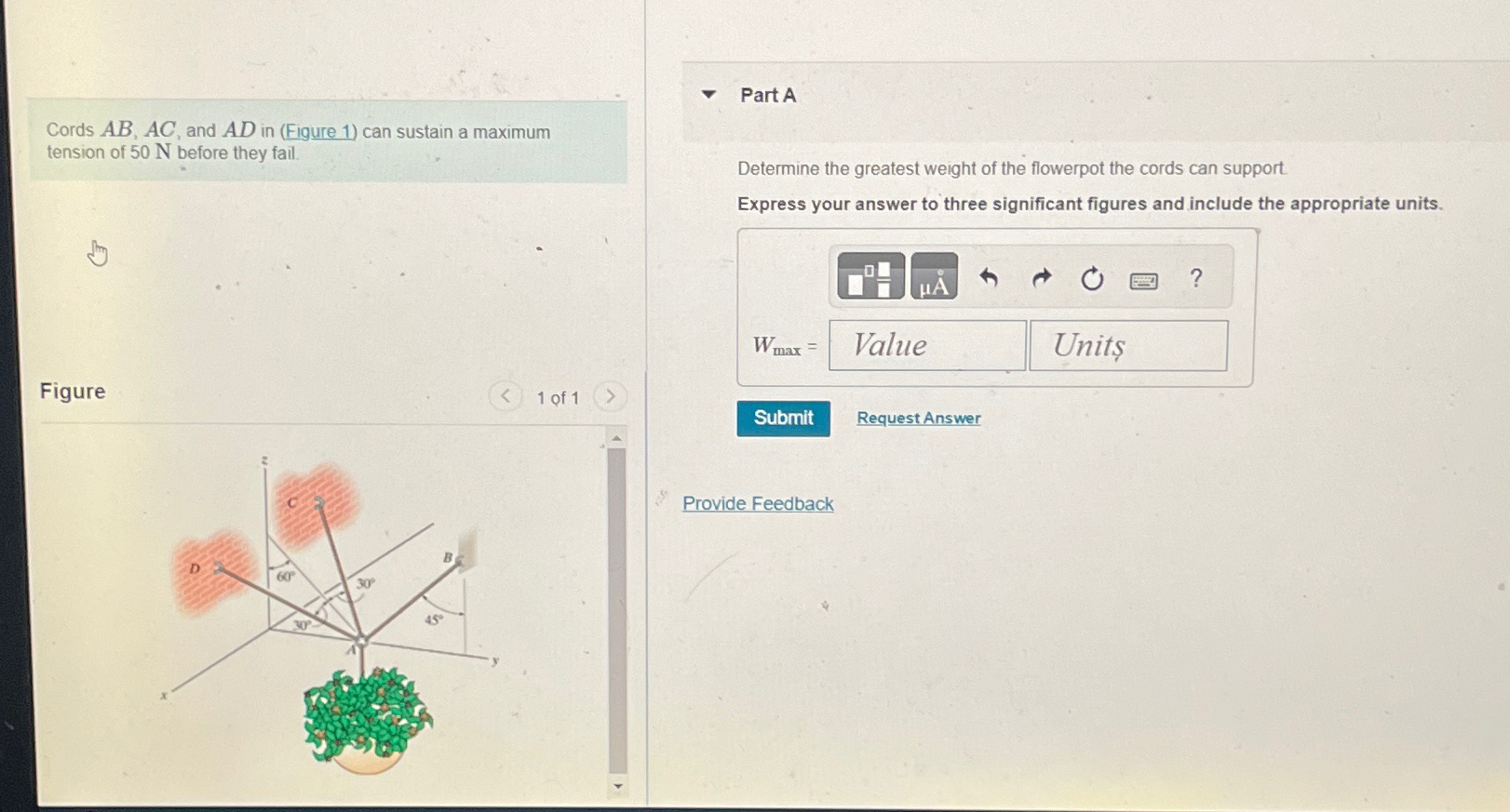 Part A Cords A B , A C , and A D in ( Figure 1 )