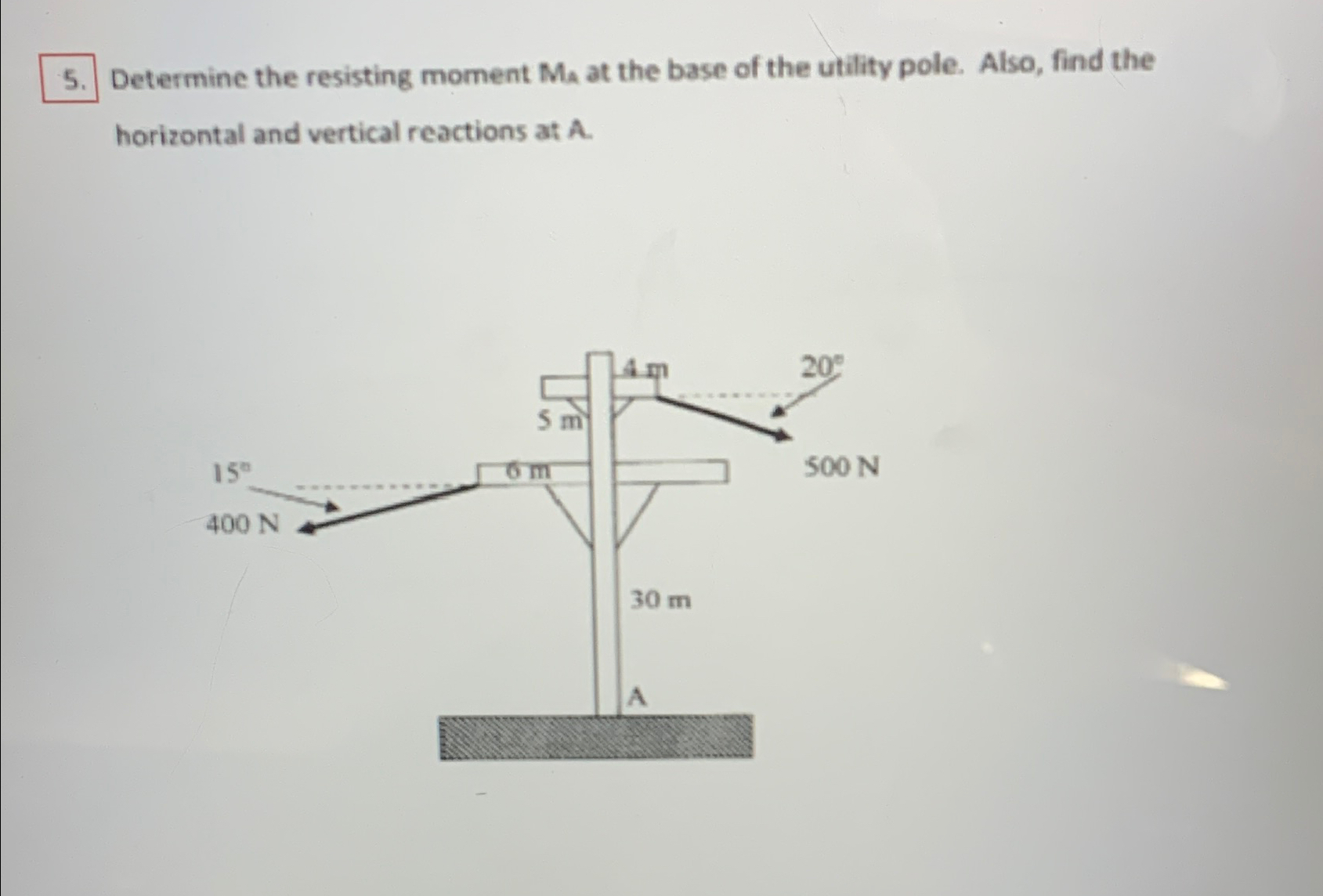 Determine the resisting moment M a at the base of
